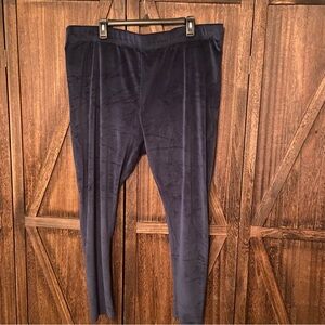 Navy Blue Velvet Leggings